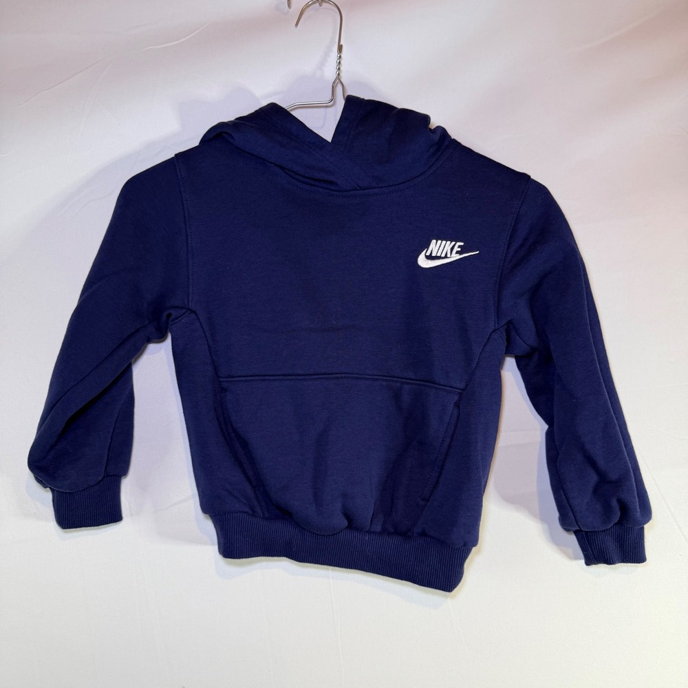Nike Boys Navy Blue Futura Logo Fleece Pullover Hoodie Size 4 XS 3-4 YRS